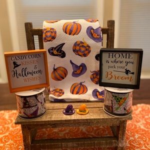 Halloween Witch Kitchen Towels, Witch Ribbon, Witch Hat Signs & Decor, Halloween